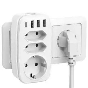 Überspannungsschutz Lencent USB Steckdose 7-in-1 Steckdosenadapter