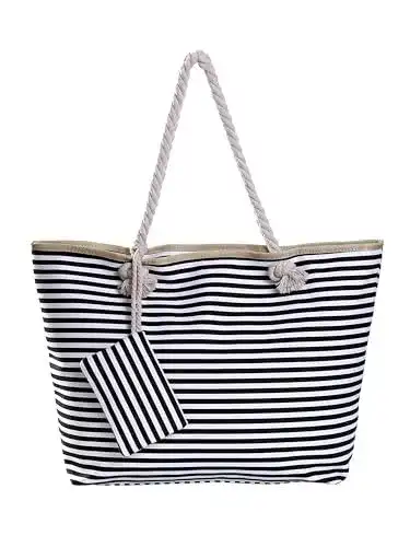 Strandtasche DonDon XXL Badetasche für Familie und Damen mit Reißverschluss