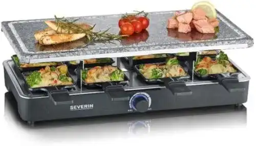 Raclette Severin Partygrill mit Naturgrillstein und Grillplatte