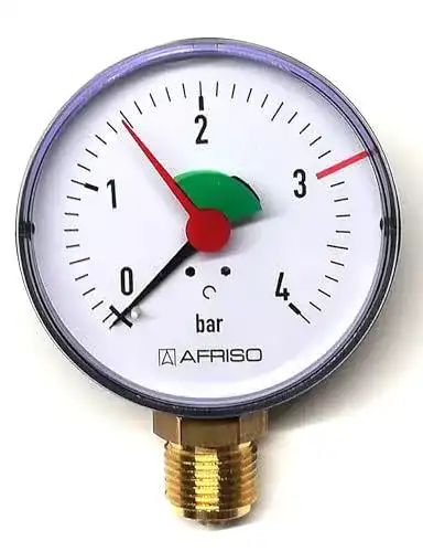 Manometer Afriso Rohrfeder für Heizung und Sanitär, Radial, Ø80mm