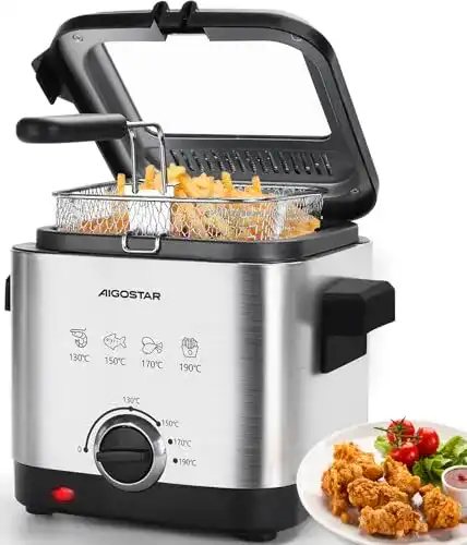Mini-Fritteuse von Aigostar mit 1,5 Litern und 1000 Watt Leistung