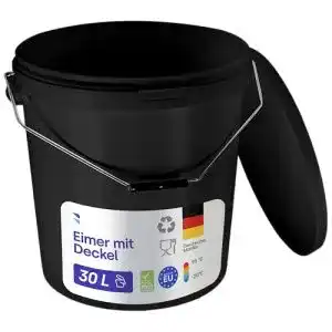Kunststofffass Benbow Eimer mit Deckel 30 Liter schwarz