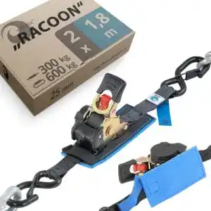 Valonic Racoon Automatik-Spanngurte 2x 1,8m mit Haken und Ratsche