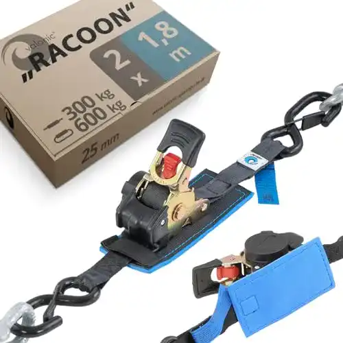 Valonic Racoon Automatik-Spanngurte 2x 1,8m mit Haken und Ratsche