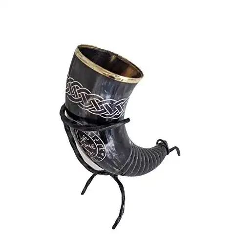 Trinkhorn Hornerey King’s Horn aus Büffelhorn, 500 Milliliter, schwarz