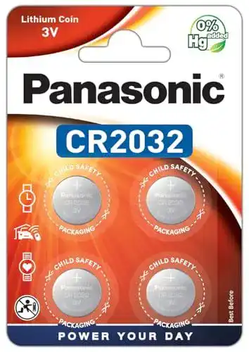 CR2032 Panasonic Lithium Knopfzelle 3V im 4er Pack