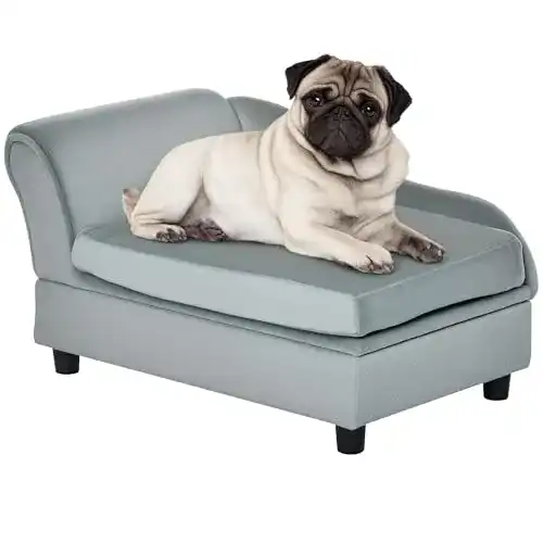 Hundesofa PawHut mit Stauraum und Plüschoberfläche, 76 x 45 x 43 cm