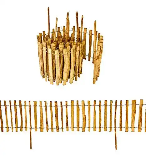 Staketenzaun MC.Sammler mit Haselnusspfosten, 35 cm hoch