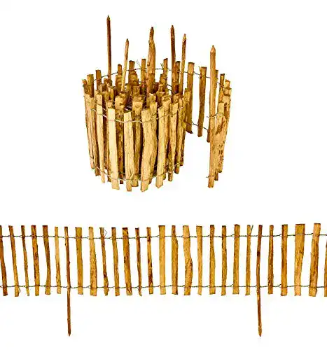 Staketenzaun MC.Sammler mit Haselnusspfosten, 35 cm hoch
