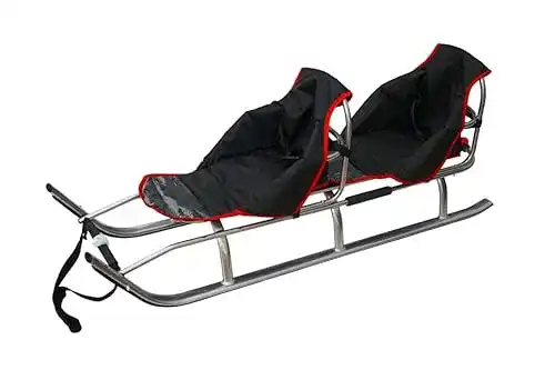 Rennrodel Skyline 2in1 Kinder Duo Schlitten aus Aluminium mit Rückenlehne und LED