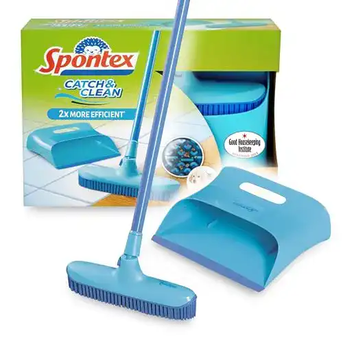 Kehrgarnitur Spontex Catch & Clean Set mit Gummibesen und Kehrblech