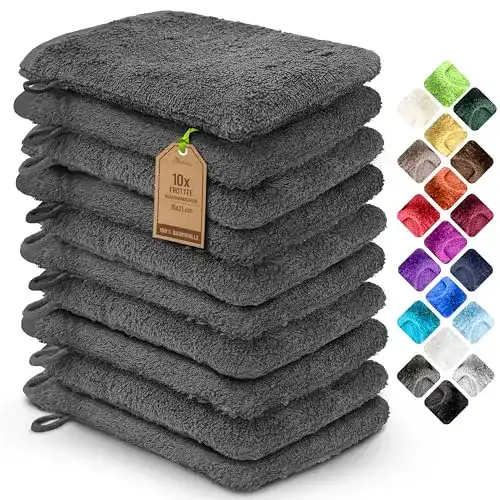 Waschhandschuh Naturemark 10er Set aus Frottee 100% Baumwolle