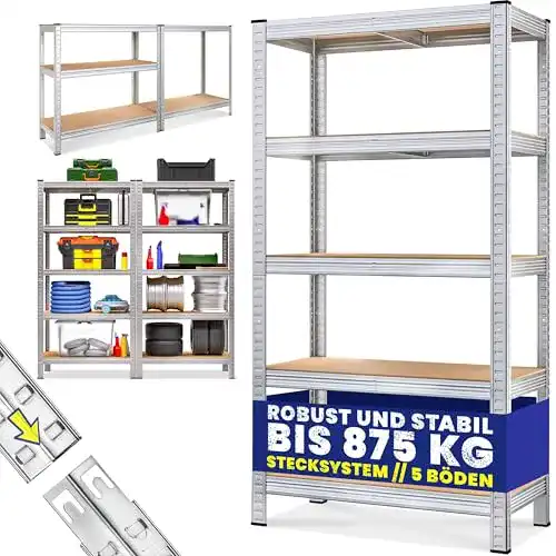 Schwerlastregal Monzana 180x90x40cm mit 875kg Tragkraft und 5 MDF-Platten