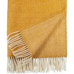 Schafwolldecke Cawa Plaids&Co Extralange Creme-Ockergelb