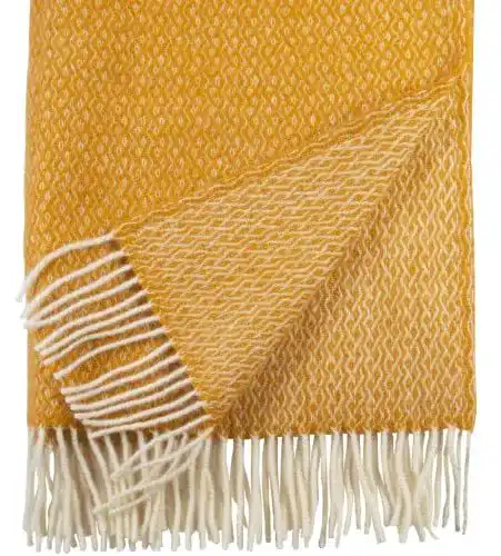 Schafwolldecke Cawa Plaids&Co Extralange Creme-Ockergelb