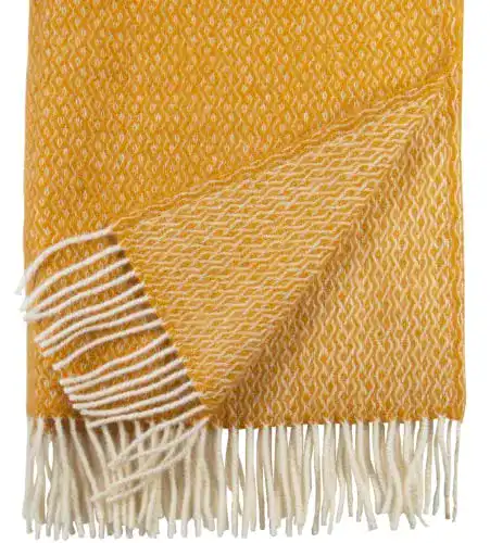 Schafwolldecke Cawa Plaids&Co Extralange Creme-Ockergelb