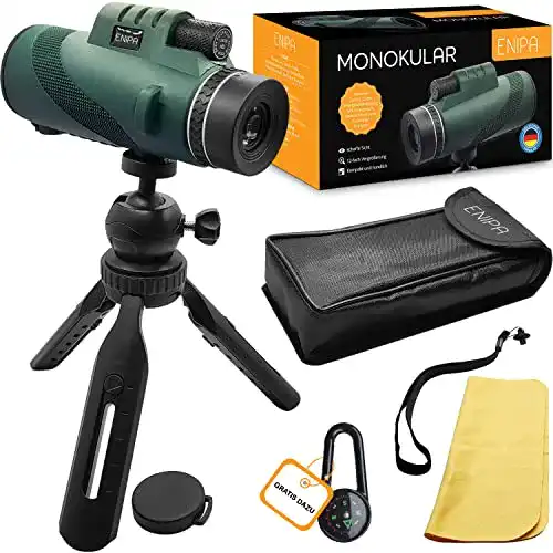 Monokular 12×50 HD für Erwachsene mit Smartphone-Halterung und Stativ