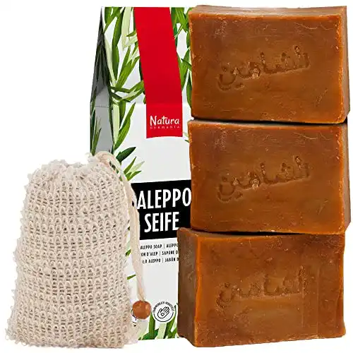 Aleppo-Seife Natura Germania 3x je ca. 200 g – Handgemachte Naturseife