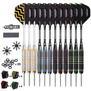 Steeldarts Set mit Metallspitzen – 12 Stück 24 Gramm Profi Dartpfeile