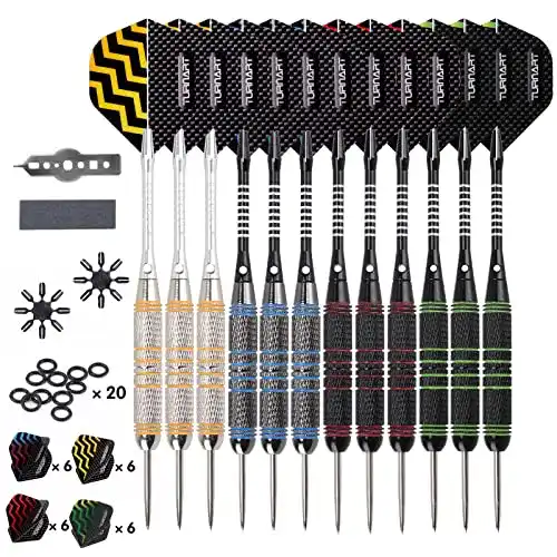 Steeldarts Set mit Metallspitzen – 12 Stück 24 Gramm Profi Dartpfeile