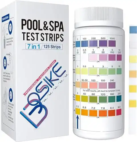 Pooltester BOSIKE 7 in 1 für Whirlpool und Spa mit 125 Teststreifen