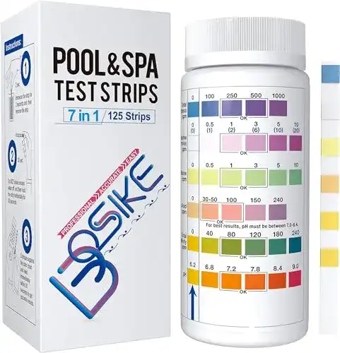Pooltester BOSIKE 7 in 1 für Whirlpool und Spa mit 125 Teststreifen