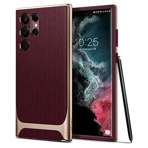 Spigen Neo Hybrid Hülle für Samsung Galaxy S22 Ultra in Burgundy