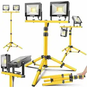 LED Baustrahler mit Stativ und Fernbedienung, 8000 Lumen, 2x50W