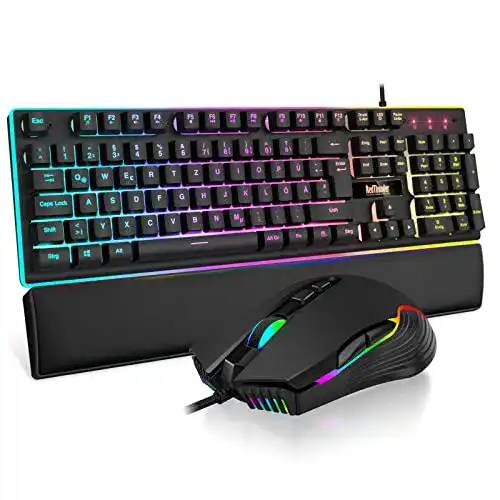 Beleuchtete Redthunder K10 Gaming Tastatur und Maus Set für PC