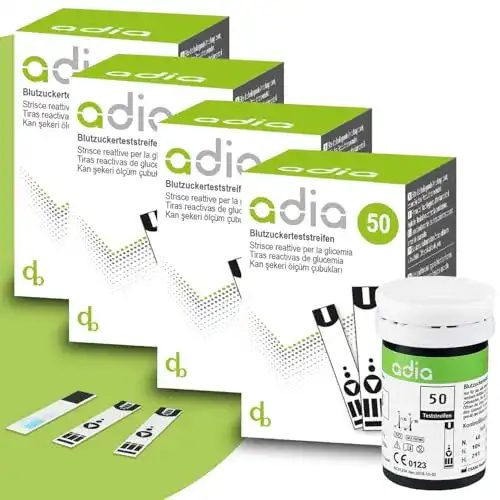 Blutzuckerstreifen Adia für Blutzuckermessung, 200 Stück