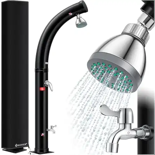 Gartendusche Kesser Solardusche mit Schutzhaube und Regenduschkopf