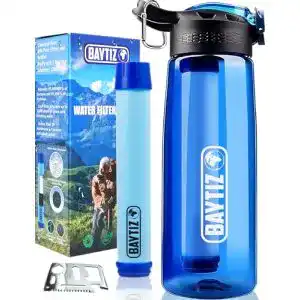 Trinkflasche mit Filter und Strohhalm von Baytiz