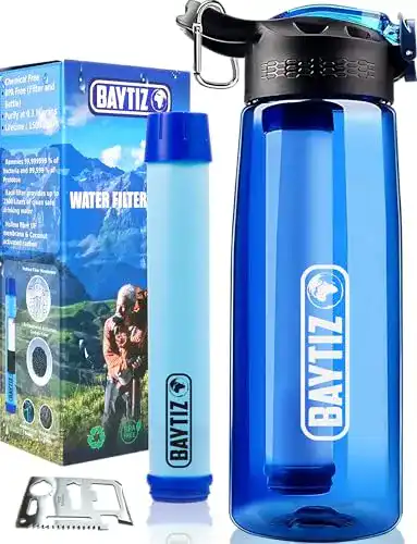 Trinkflasche mit Filter und Strohhalm von Baytiz