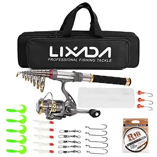 Lixada Teleskopische Angelrute und Spool Combo Set mit Zubehör