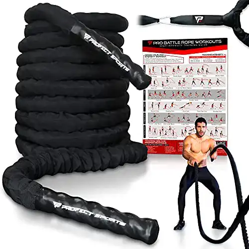Pro Battle Ropes mit Ankergurt-Set für Krafttraining und Fitness
