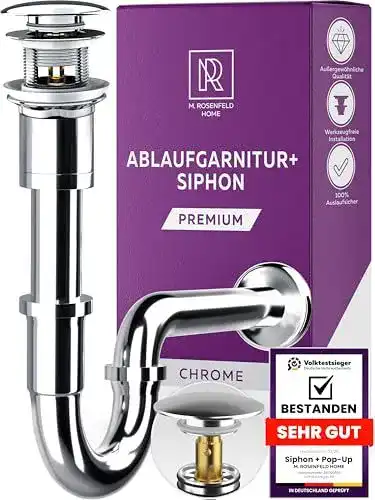 Siphon M. Rosenfeld Home Waschbecken Ablaufgarnitur mit Überlauf und Universal Röhren