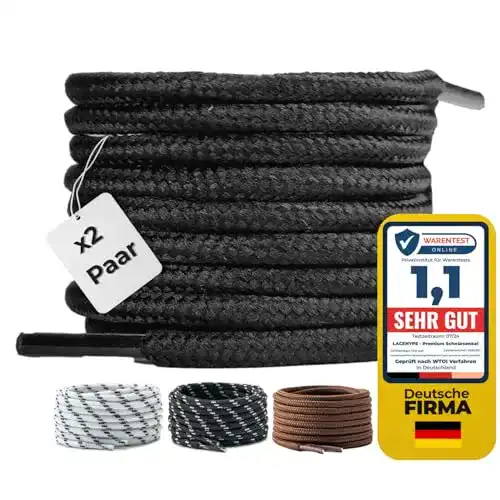 Schnürsenkel LaceHype 2 Paar Runde 4 mm in Schwarz