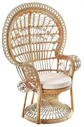 Rattansessel Kobolo Pfauenthron Peacock aus Rattan mit Kissen