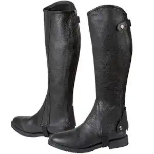Covalliero Minichaps Elasto Leder mit Elastikeinsatz, schwarz