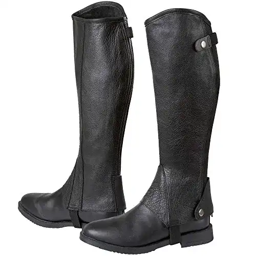 Covalliero Minichaps Elasto Leder mit Elastikeinsatz, schwarz