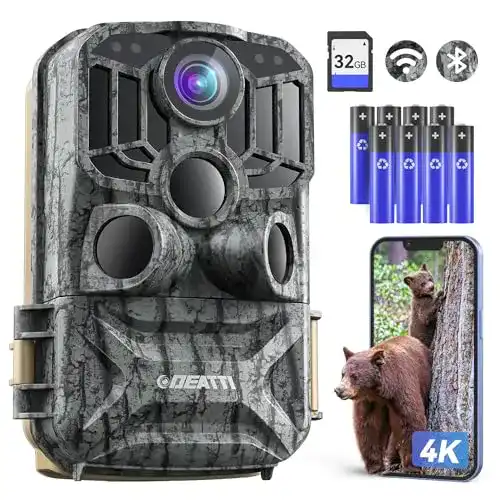 Wildkamera mit WLAN und Handyübertragung, 4K HD, IP66 wasserdicht