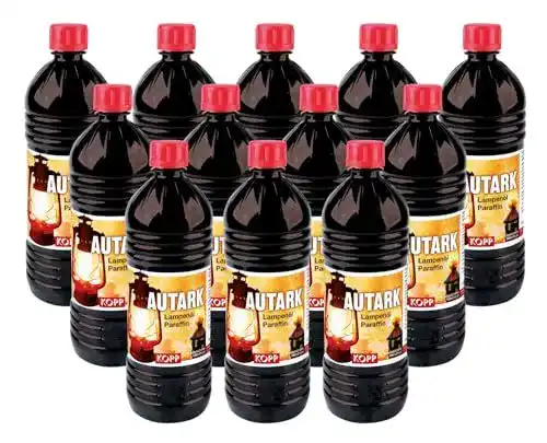 Paraffinöl Kopp Verlag Autark Lampenöl für Petroleumlampen, 12 x 1 Liter