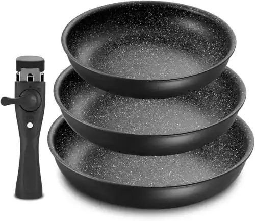 Bratpfanne mit abnehmbarem Griff Fadware Pfannen-Set 4 tlg