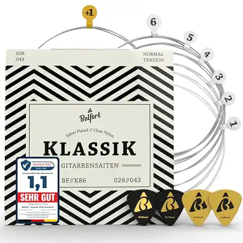 Gitarrensaiten für Konzertgitarre von Belfort – Nylon und Silber