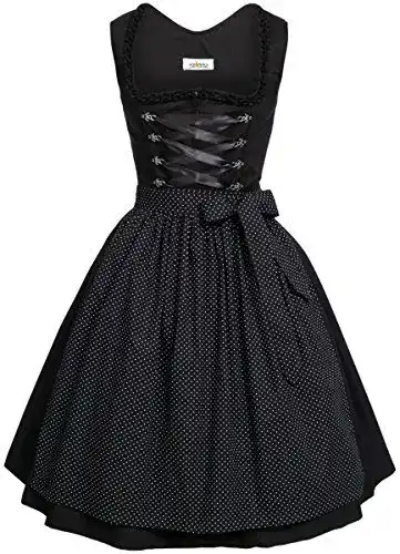 Dirndl Damen Almsach Midi Amelie in Schwarz