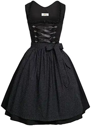 Dirndl Damen Almsach Midi Amelie in Schwarz