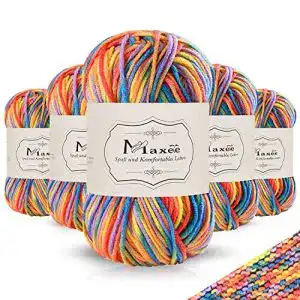 Häkelgarn Maxee Handstrickgarn, 5×50 g, Bunt Farbverlauf Acrylgarn