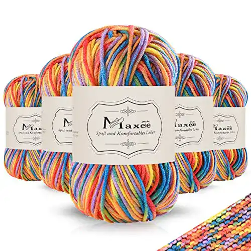 Häkelgarn Maxee Handstrickgarn, 5×50 g, Bunt Farbverlauf Acrylgarn
