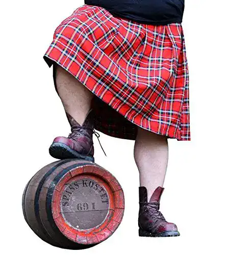 Schottenrock für Männer und Herren Kilt in rot-schwarz, Größe M – 4XL