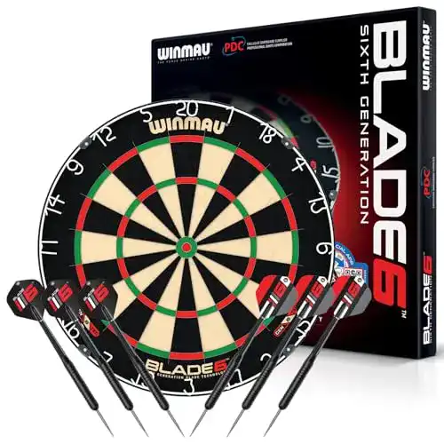 Dartscheibe Winmau Blade 6 Bristle mit Darts Set